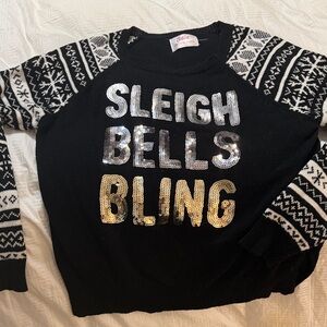Justice Black and Silver Sequin Sweater